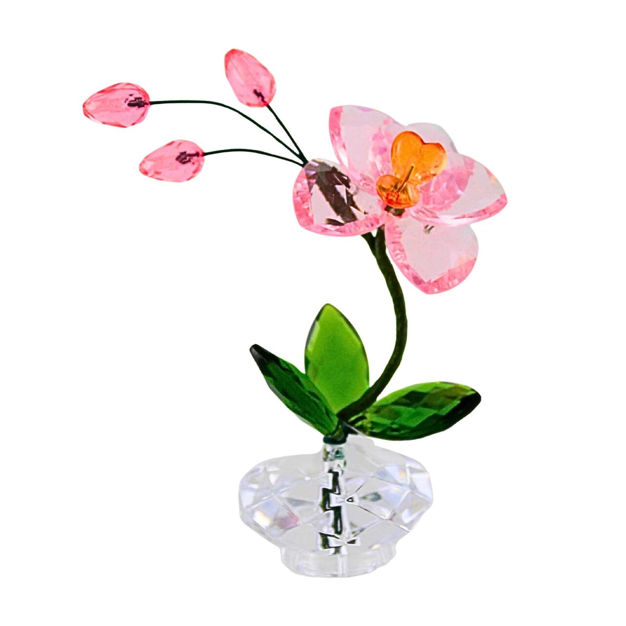 Crystal Expressions 4.0 Inch Orchid Figurine Everyday Figurine , Lightweight Everyday Decor Potted Orchid